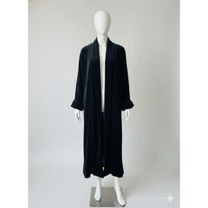 Vintage JS Collections Black Velvet Long Opera Coat Duster S Made in Canada